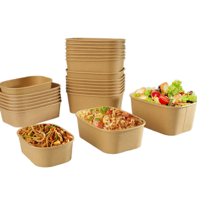 جعبه ناهار مربع و یکبار مصرف PET Kraft Paper با سرپوش بسته بندی فست فود برای خانوار و سوشی کاسه کاغذ یکبار مصرف