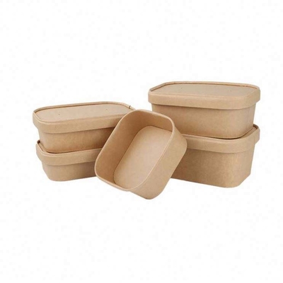 Disposable PET Kraft Paper Square Lunch Box With Lid Fast Food Packaging For Household Bento And Sushi Disposable Paper Bowl