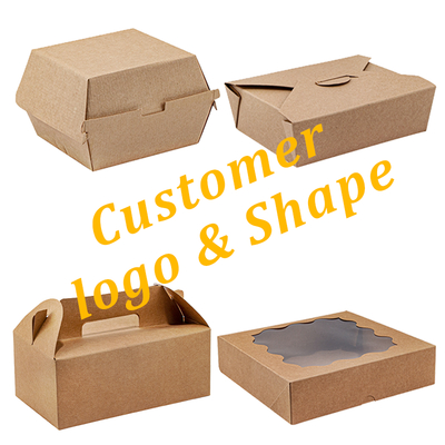 Custom Design Disposable Cardboard Take Away Kraft Box for Fast Food French Fries Hamburger Burger Packaging Boxes