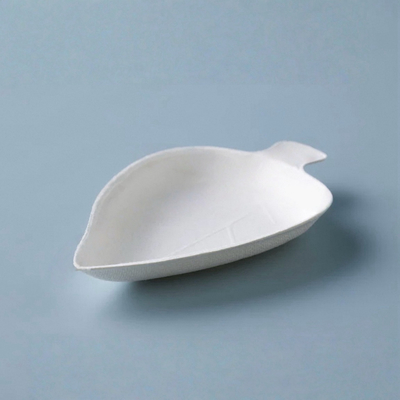 Compostable Irregular Shape Sugarcane Sauce Dish Biodegradable Mini Leaf Shaped Plate Bagasse Pulp Dessert Dish for Sauce