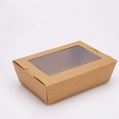 Eco-Friendly Takeout Box with Kraft Paper Window Box - 100% Biodegradable & Sustainable