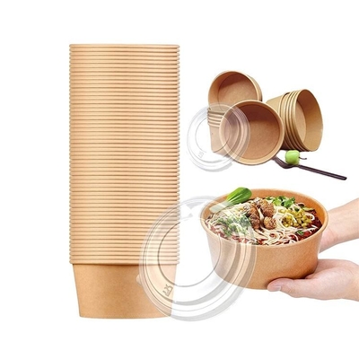 Free Sample Recyclable Custom Salad Food Grade Paper Plate Kraft Round Paper Bowl
